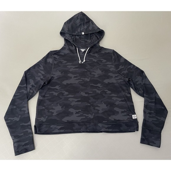 Rhoback Tops - Rhoback Tempo Performance Hoodie Womens Large Black Gray Camo Boxy Fit